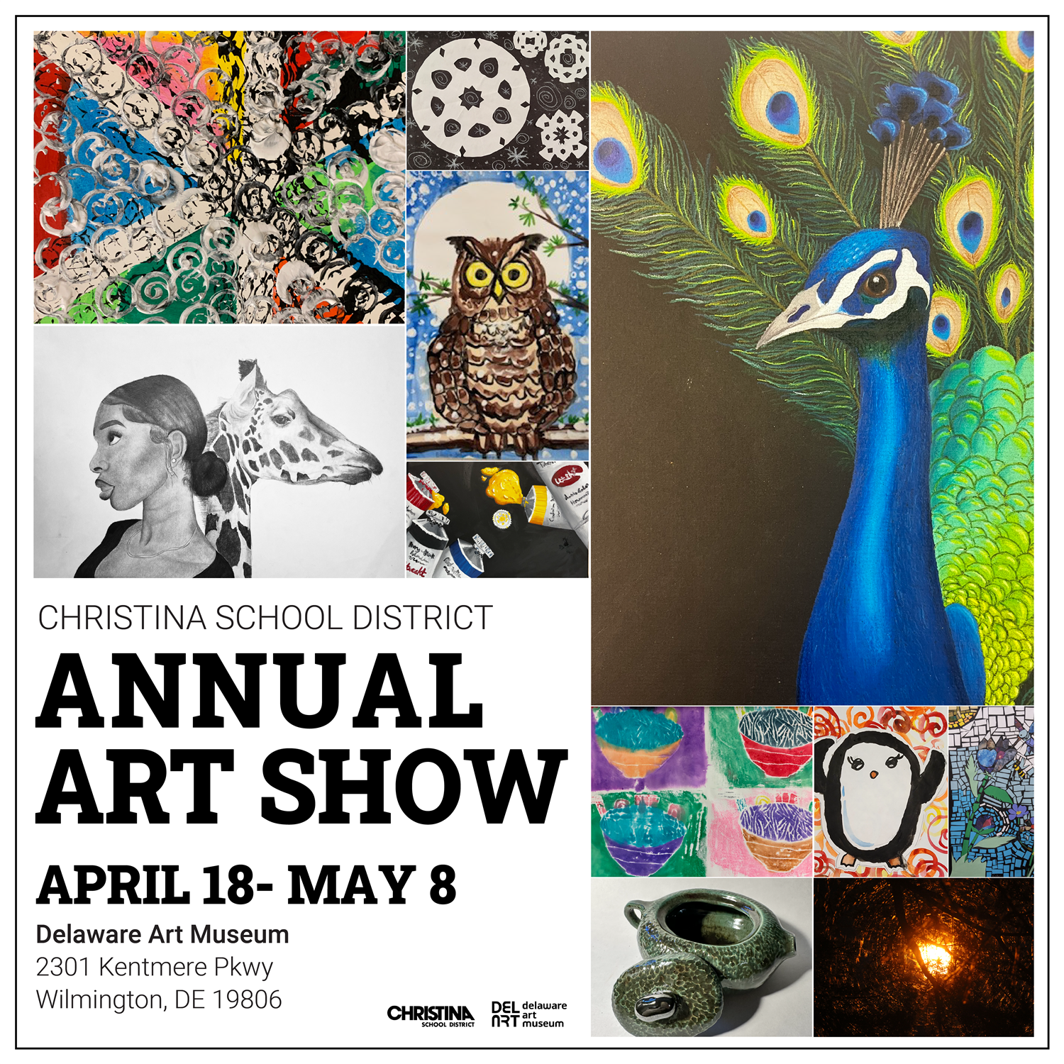  Christina School District Annual Art Show April 18-May with art designs